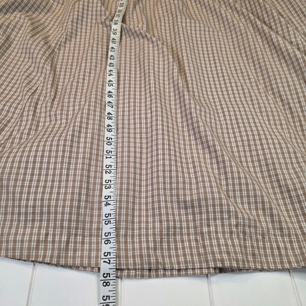 Abercrombie & Fitch L Tall Twist Bodice Maxi Dress Tan Plaid Smocked Back V-Neck - Picture 10 of 10